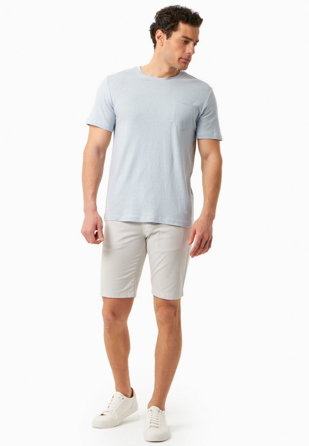 Heren Linnenmix T-shirt Niagara Blue