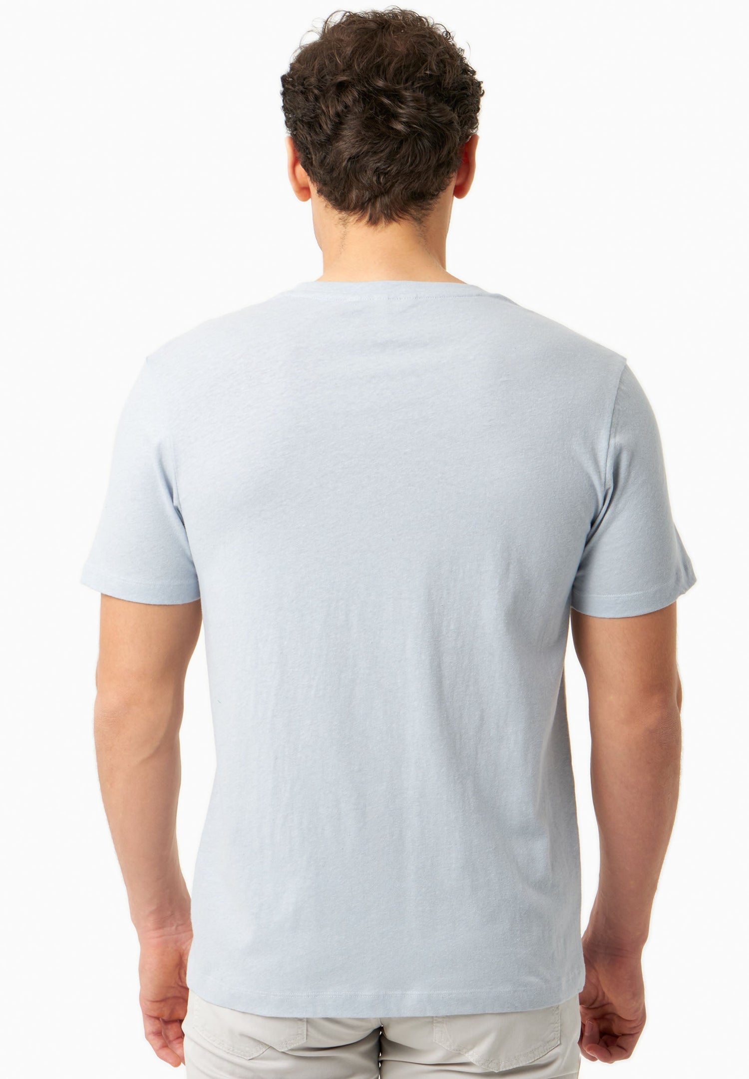 Heren Linnenmix T-shirt Niagara Blue