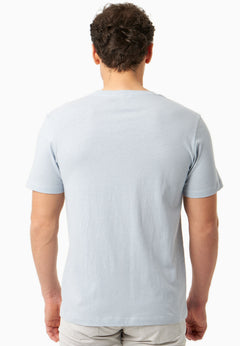 Heren Linnenmix T-shirt Niagara Blue
