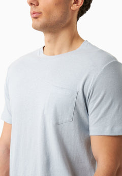 Heren Linnenmix T-shirt Niagara Blue