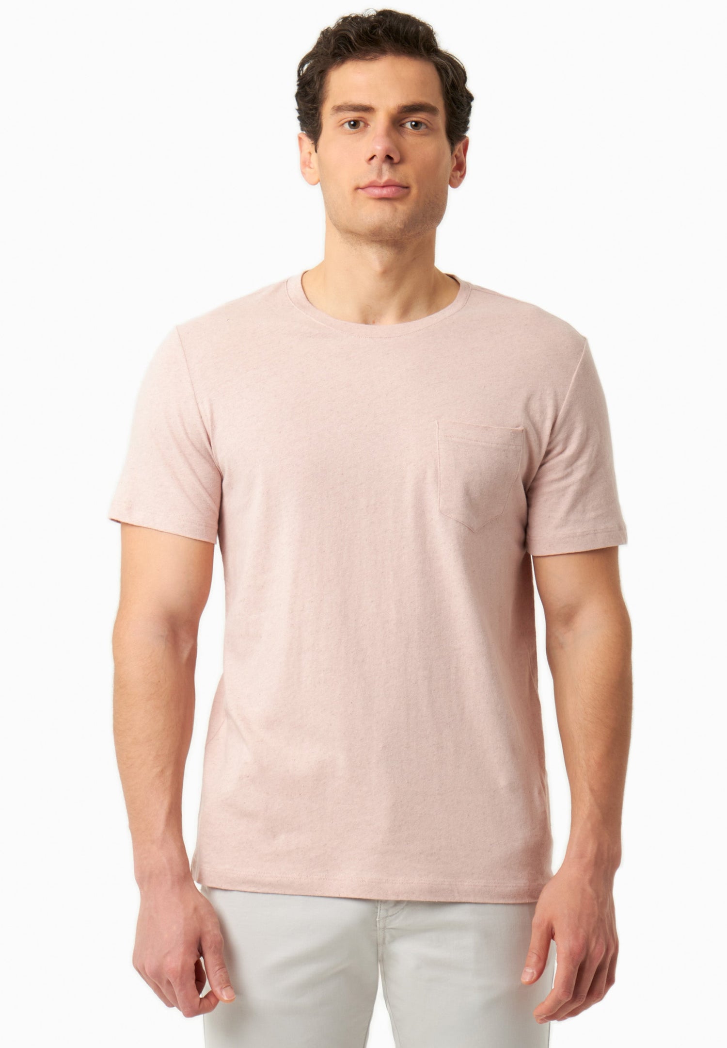 Heren Linnenmix T-shirt Pastel Pink