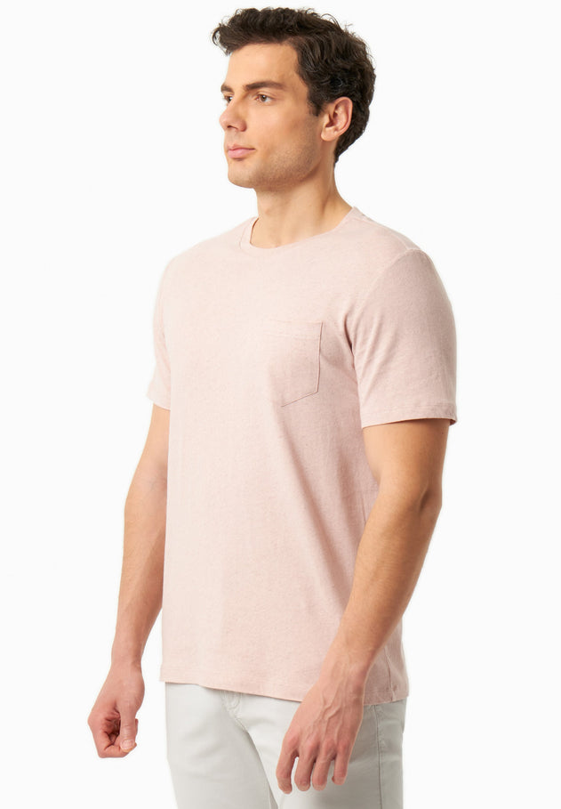Heren Linnenmix T-shirt Pastel Pink