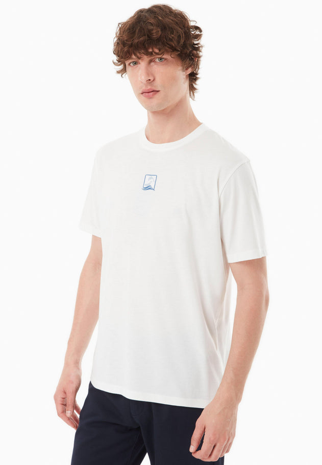 Heren Modalmix Dolfijn T-shirt Gebroken wit