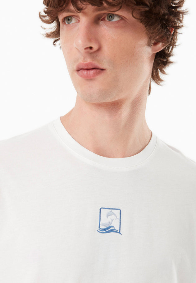 Heren Modalmix Dolfijn T-shirt Gebroken wit