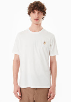Heren Modalmix Palm Tree T-shirt Gebroken wit