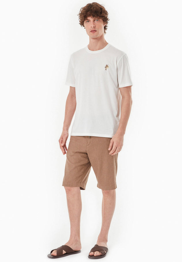Heren Modalmix Palm Tree T-shirt Gebroken wit