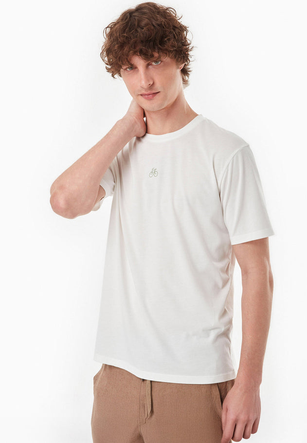 Heren Bicycle Modalmix T-shirt Gebroken wit