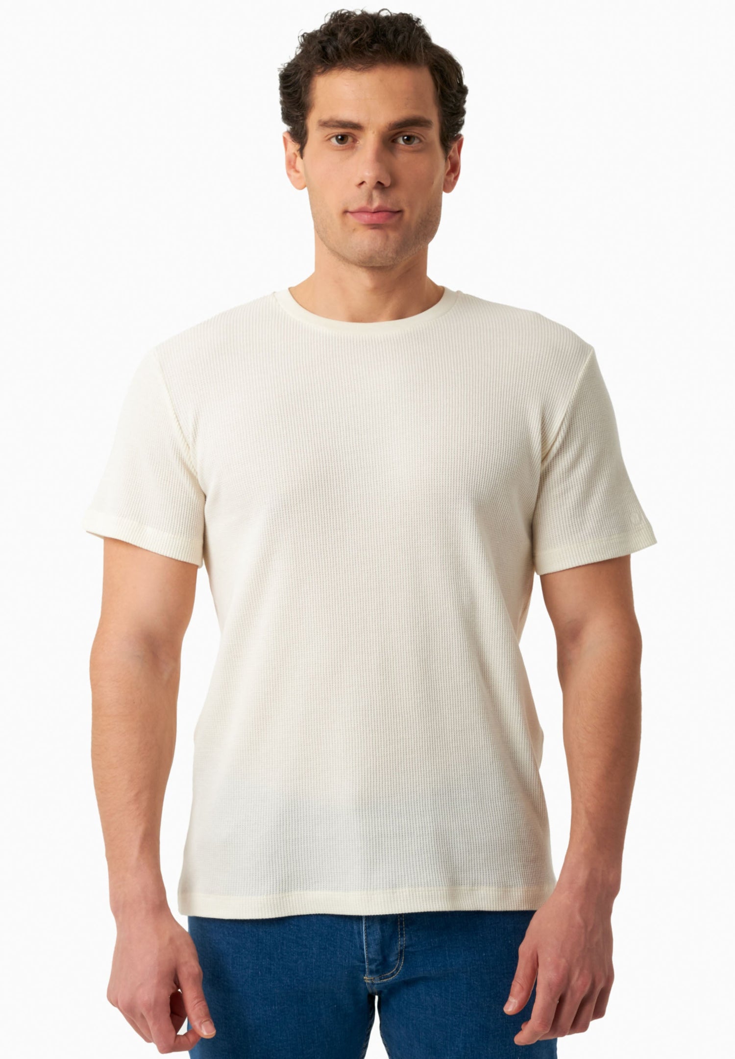 Heren Waffle T-shirt Naturel