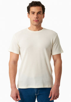 Heren Waffle T-shirt Naturel
