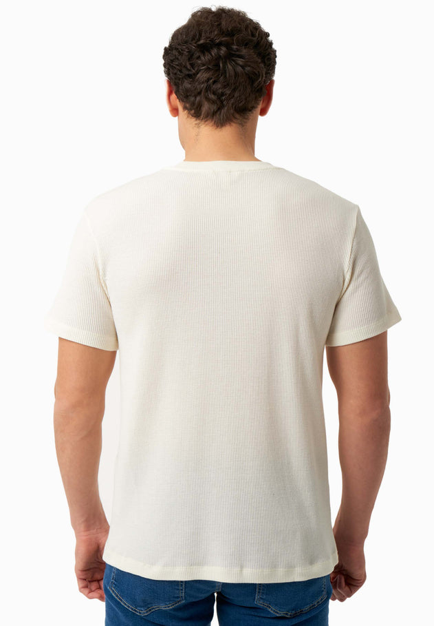 Heren Waffle T-shirt Naturel
