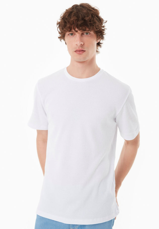 Heren Waffle T-shirt Wit