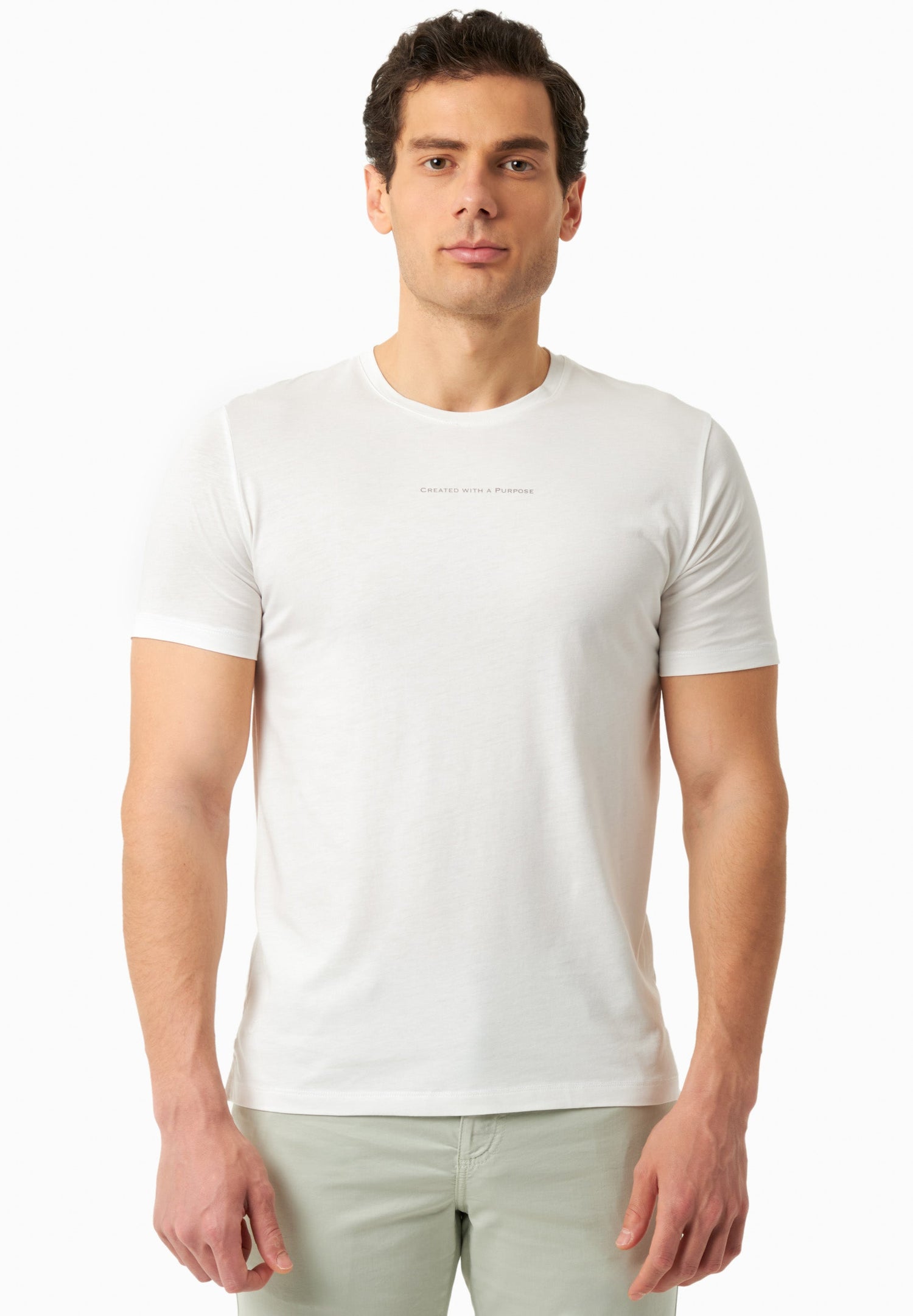 Heren Modalmix Purpose T-shirt Gebroken wit