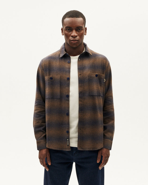 Men's Hans Checks Shirt Brown Navy