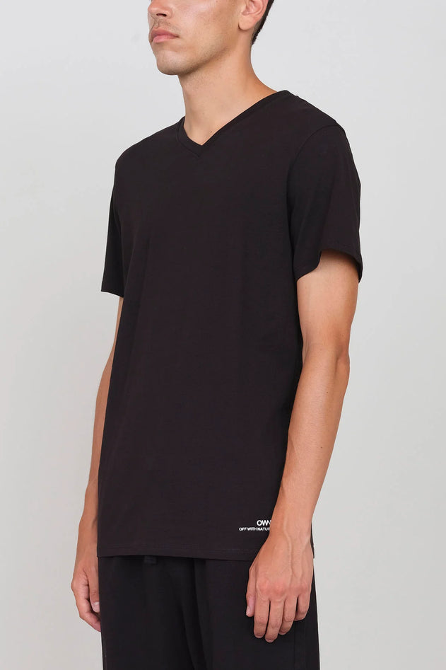 Stretch Jersey V-Neck T-Shirt Black