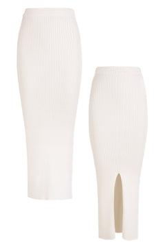 Madonna Reversible Ribbed-Knit Midi Skirt White