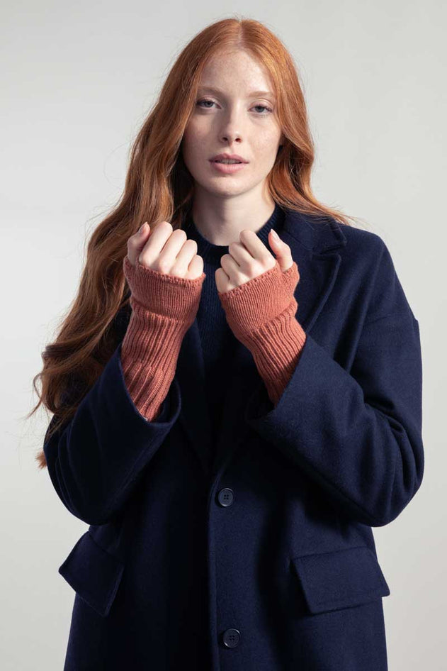 Tamara Fingerless Cashmere Gloves Orange