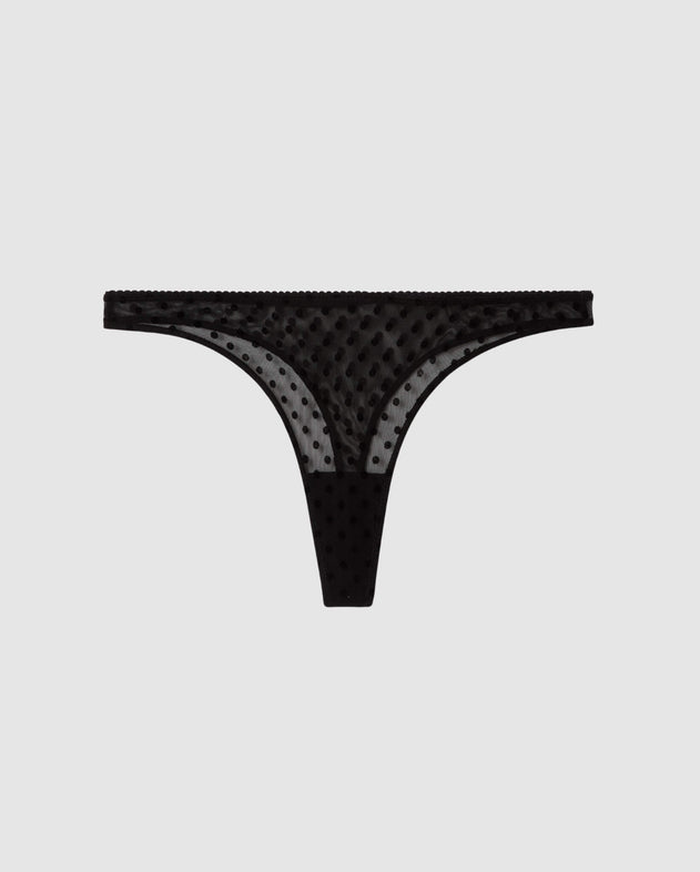 Mesh Thong Black Dots