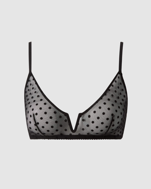 Mesh V-Balconette Black Dots