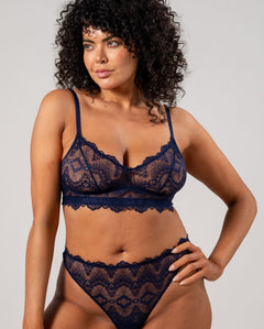 Lace Balconette Navy Blue