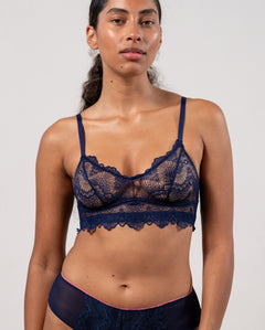 Lace Balconette Navy Blue