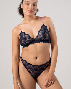 Lace Thong Navy Blue