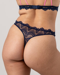 Lace Thong Navy Blue