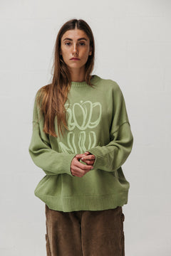 Printed Tulip Sweater Green