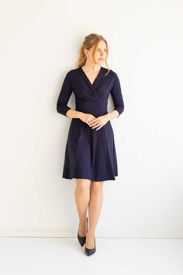 Women's Pleated Bamboo Dress Dark Blue