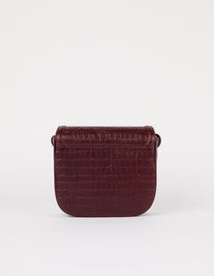 Nina Tas Donkerkersrood, Croco Print leer