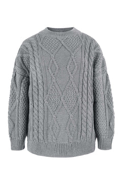 Nonna Cable-Knit Merino Sweater Grey