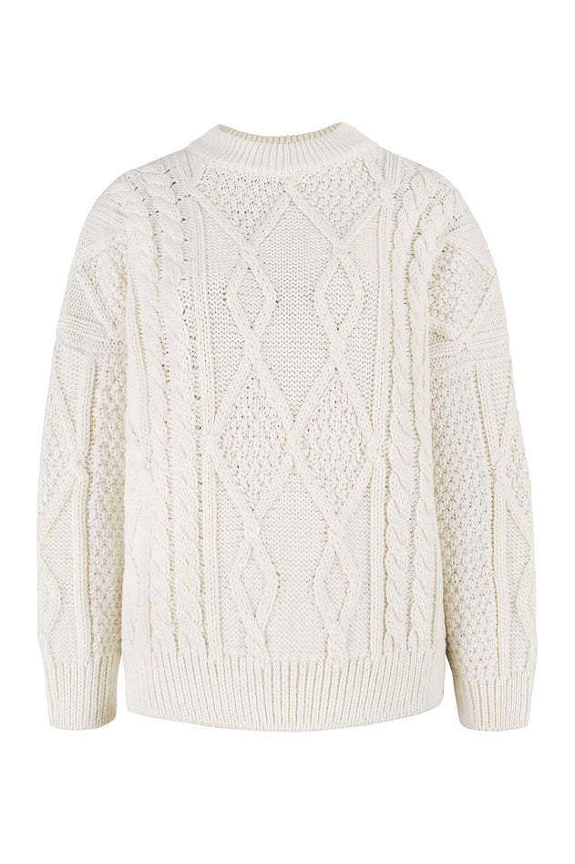 Nonna Cable-Knit Merino Sweater White