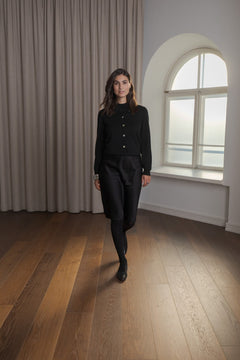 Tiana Knee Length Satin Skirt Black