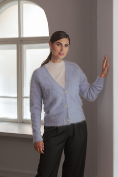 Alia Alpaca Blend Button Cardigan  Light blue