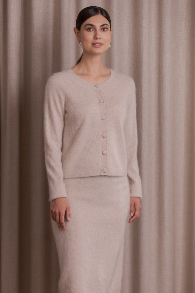 Kaia Knee-Length Cashmere Skirt Latte