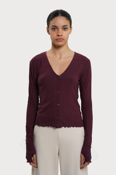 Olive Cardigan Wine Red