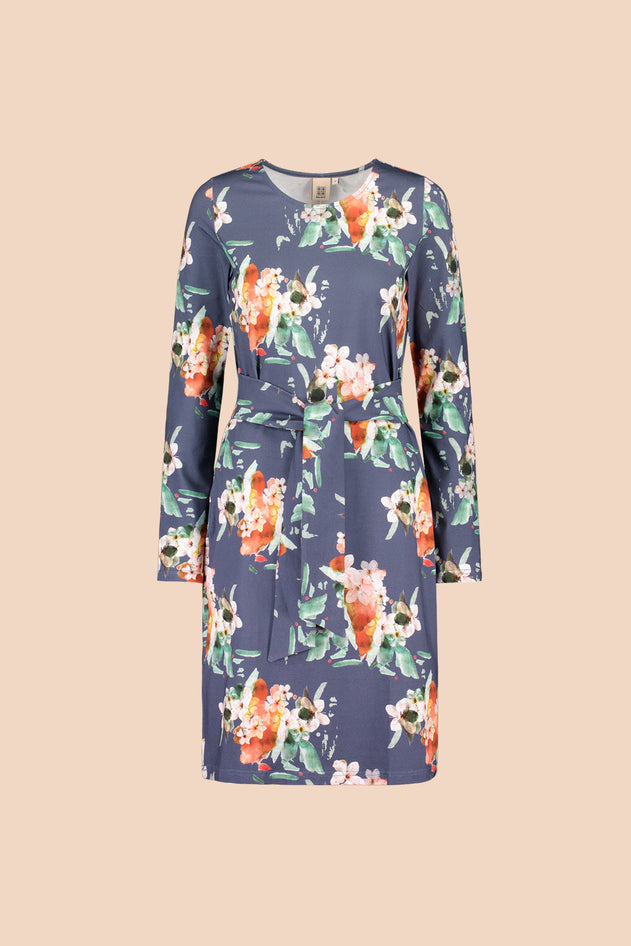 Belted Dress Blue Blossom