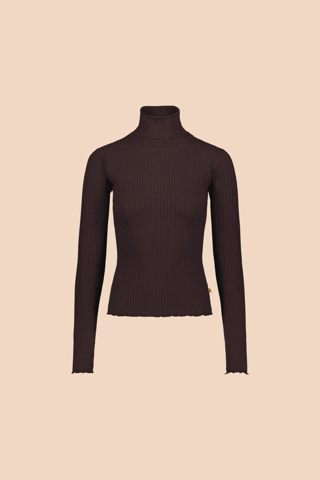 Rib Rollneck Chocolate Brown
