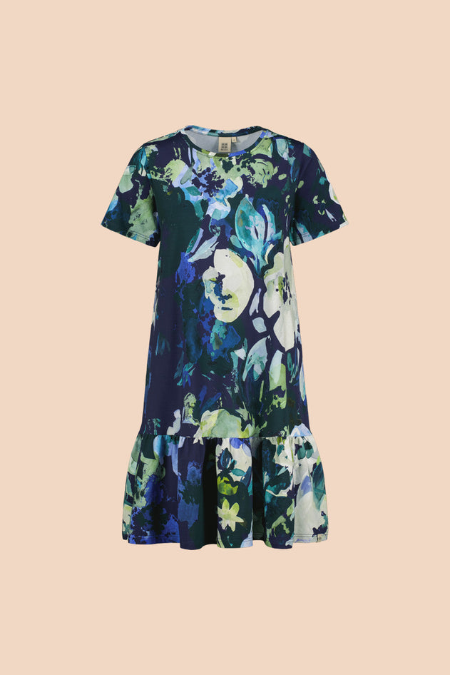 Ruffle T-shirt Dress Blue Anemone