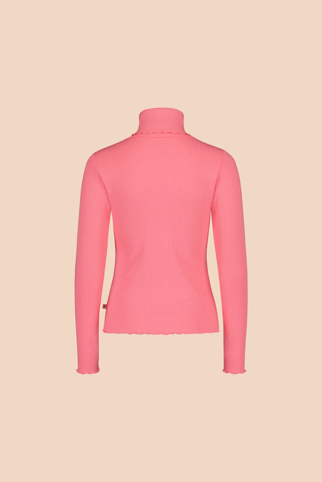 Rib Rollneck Long Sleeve Tulip Pink