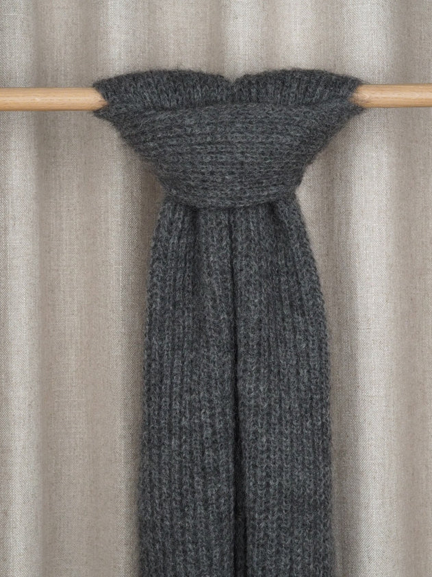 Mija Kid Mohair Blend Scarf Dark Grey Melange