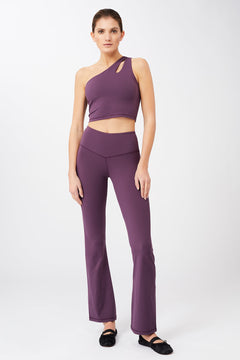 Cropped Shoulder Top + Flared Sports Pants Purple Passion