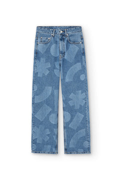 Laser Denim Pants Blue