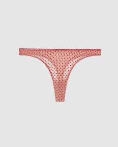 Mesh Thong Pale Pink/Burgundy