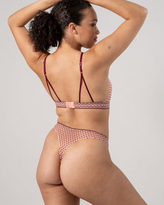 Mesh Thong Pale Pink/Burgundy