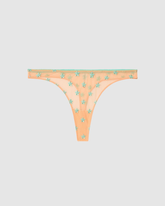 Mesh Thong Peach Turquoise