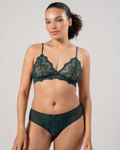 Lace Triangle Bralette Pine Green