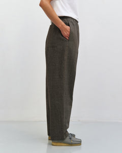 Pleated Wide Pants Canvas Brown