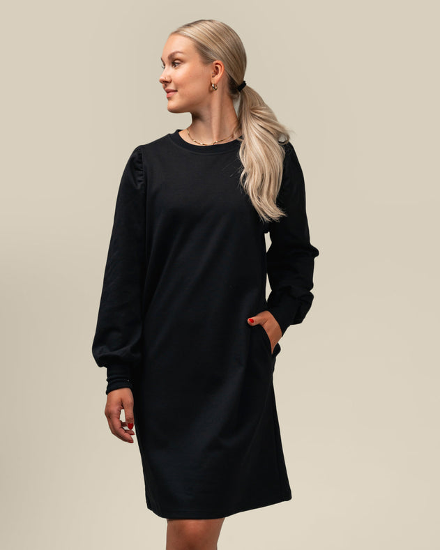 Puff Sleeved Dress Black