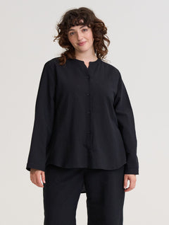 Amelia Linen Blend Shirt Black