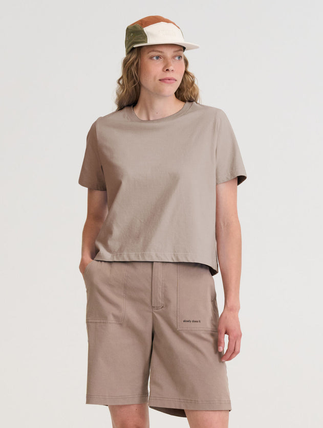 Cropped T-Shirt Taupe